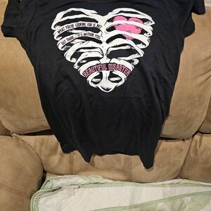 Beautiful Disaster Black and Pink Heart Tee